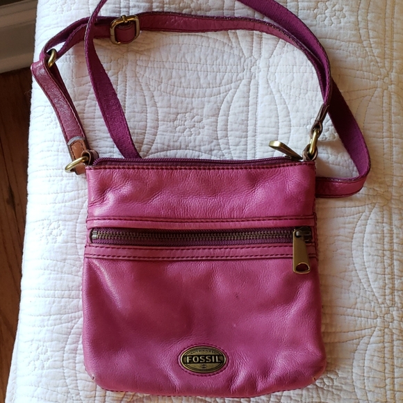 Fossil Bags Fossil Fushia Leather Crossbody Bag Poshmark